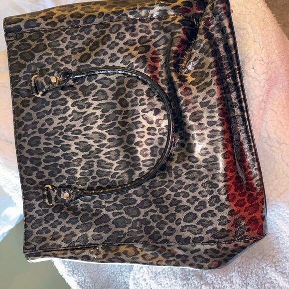 Kate Spade tote coated leopard design with leather strap new condition - Picture 2 of 7